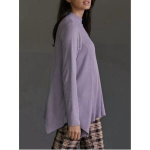Anthropologie t.la Shirt Women Small Purple Sloane Waffle Knit Thermal Mock Neck
